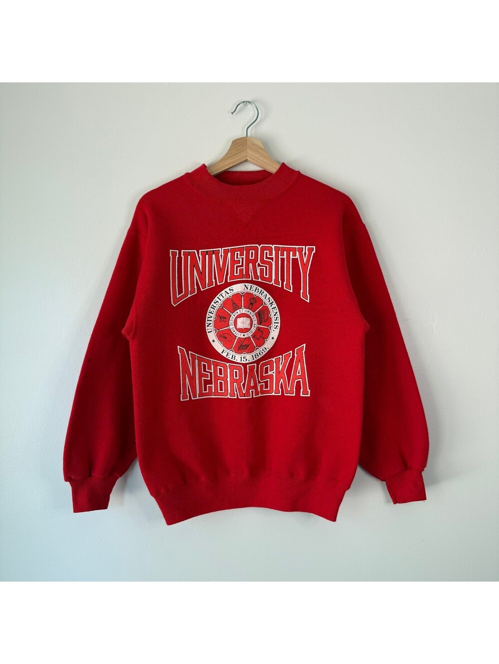Vintage 90s University of Nebraska Huskies Hanes Classic Sweatshirt Size Medium